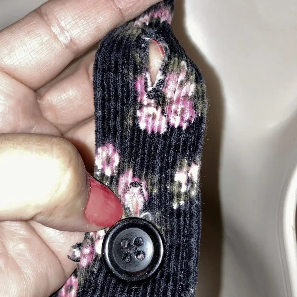 THE CHILDRENS PLACE Overall Dungarees Dress Black with Pink Flower Girls Size 14